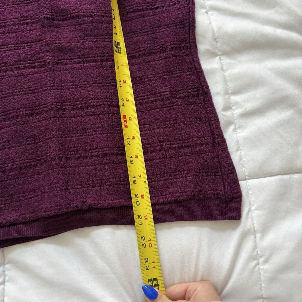 Nanette Lepore Sweater Vest Womens Large Purple Merino Wool Beaded Luxury Preppy